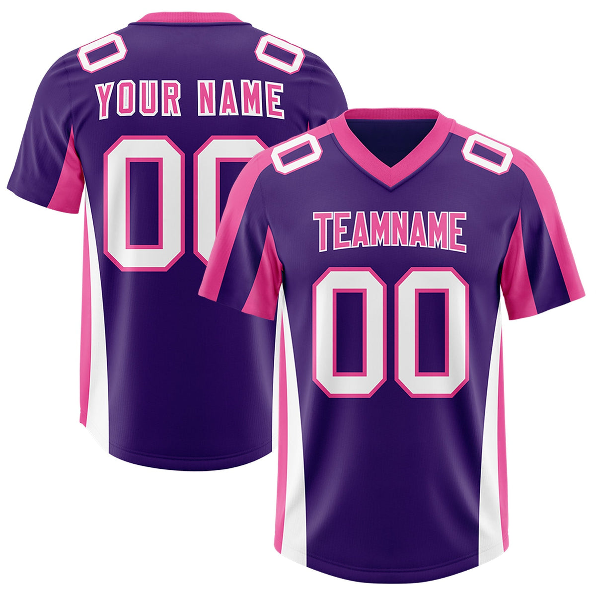 Custom Purple Pink Side Stripe Pattern Authentic American Football Jersey