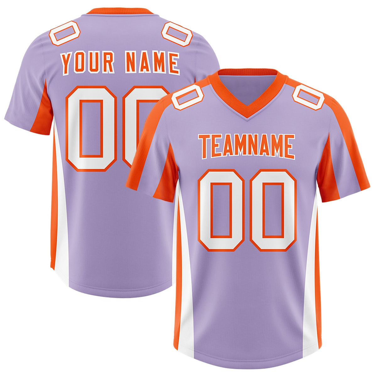 Custom Light Purple Orange Side Stripe Pattern Authentic American Football Jersey