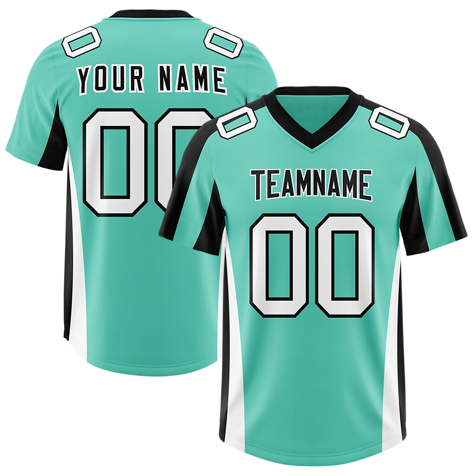 Custom Bright Green Black Side Stripe Pattern Authentic American Football Jersey