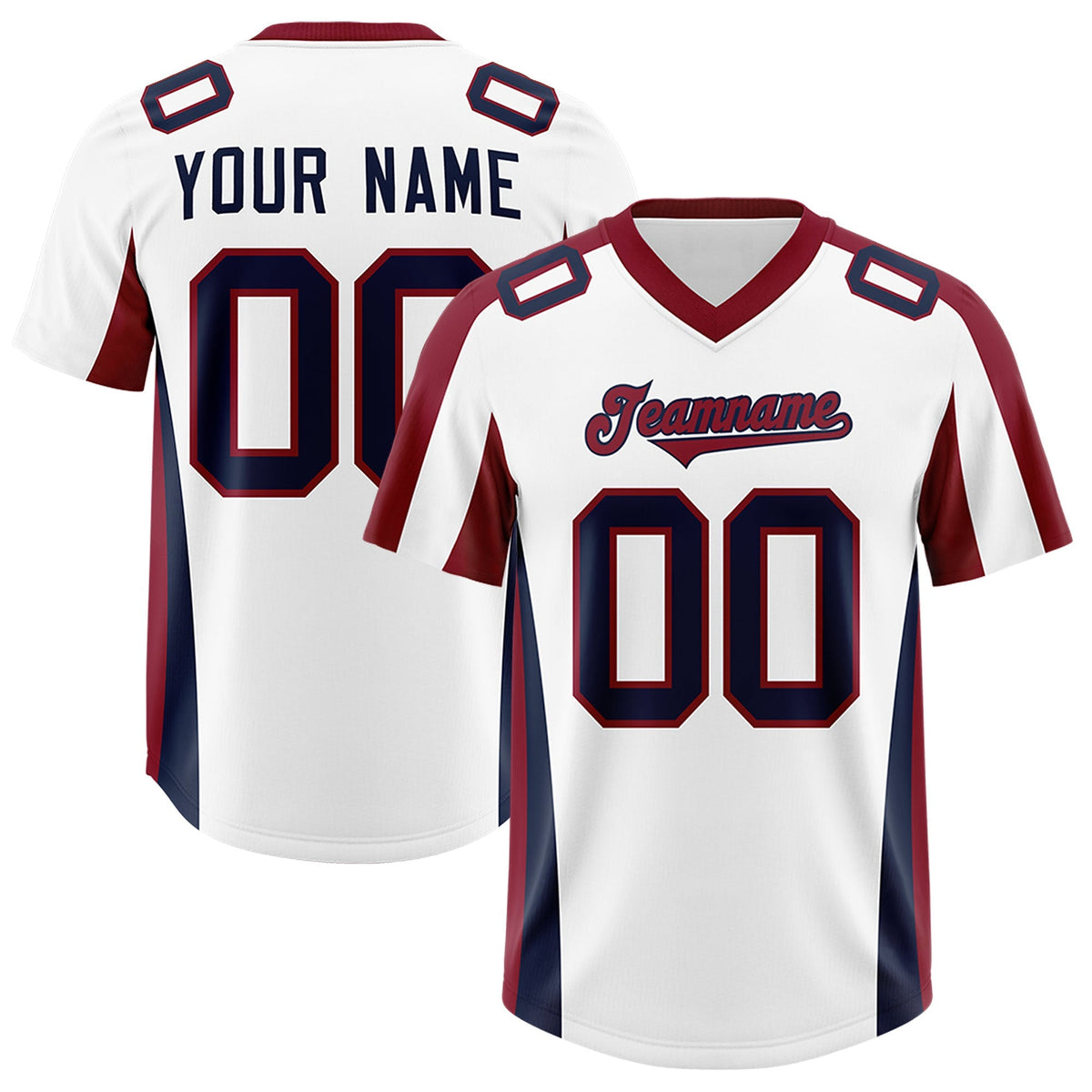 Custom White Crimson Side Stripe Pattern Authentic American Football Jersey