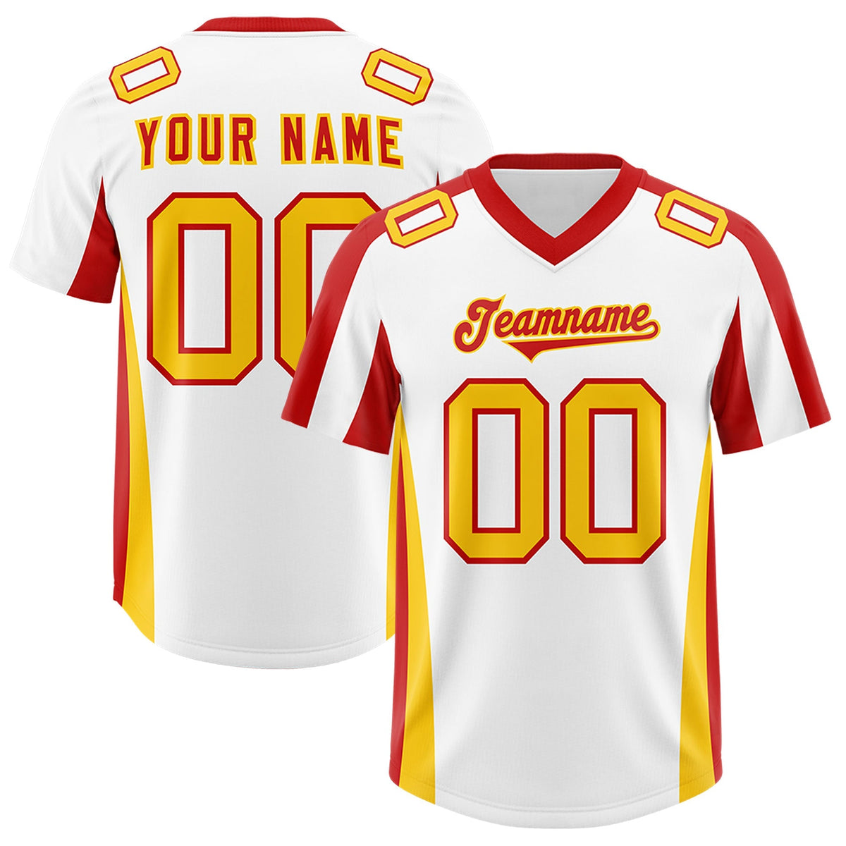 Custom White Red Side Stripe Pattern Authentic American Football Jersey