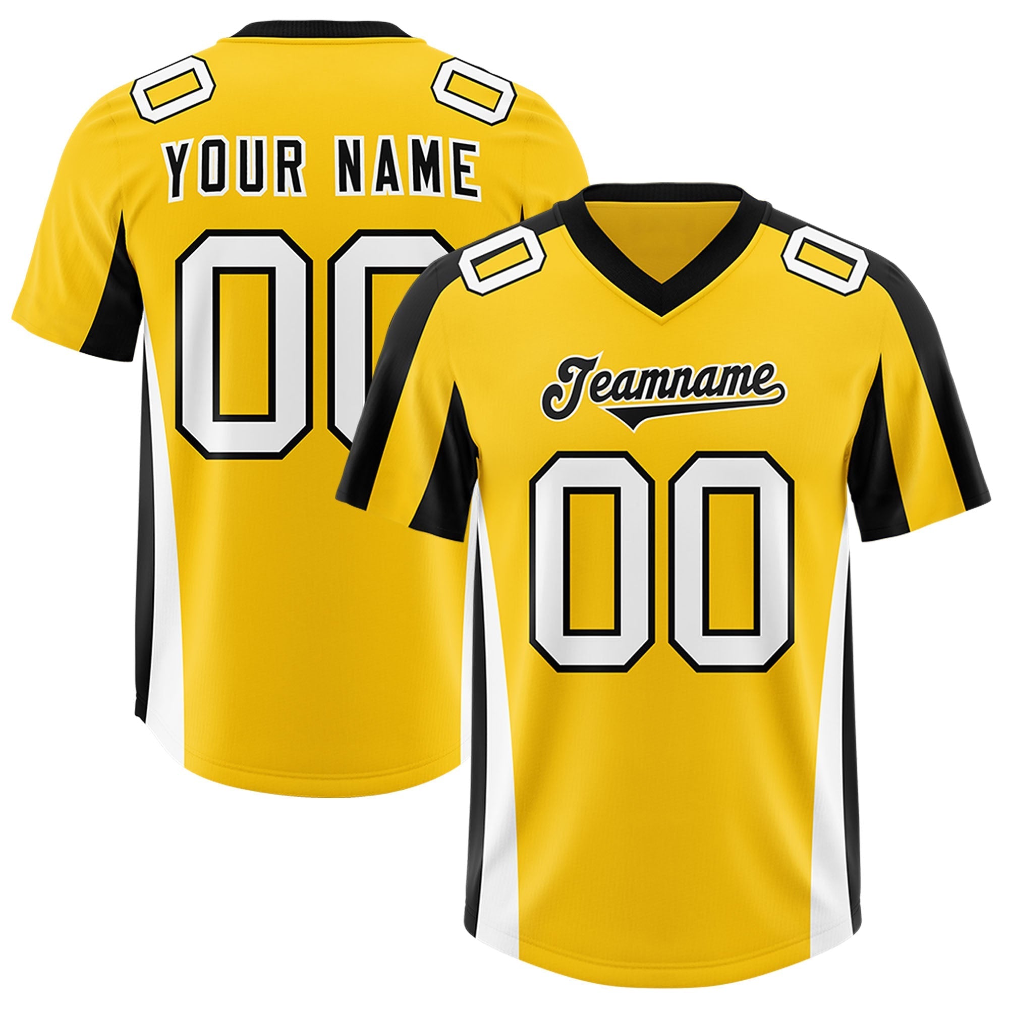 Custom Gold Black Side Stripe Pattern Authentic American Football Jersey
