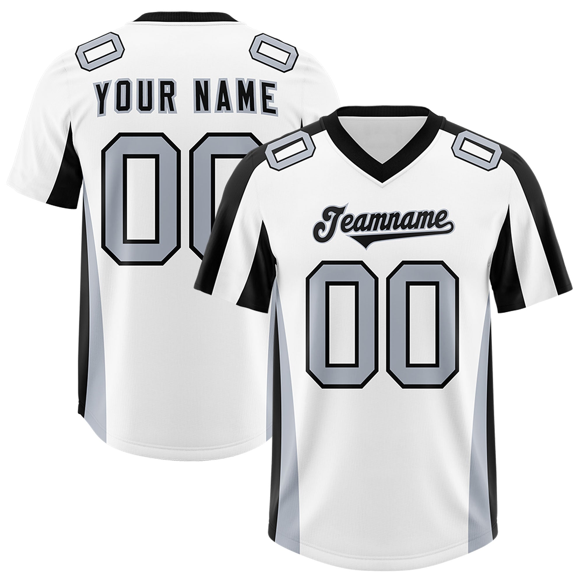 Custom White Black Side Stripe Pattern Authentic American Football Jersey