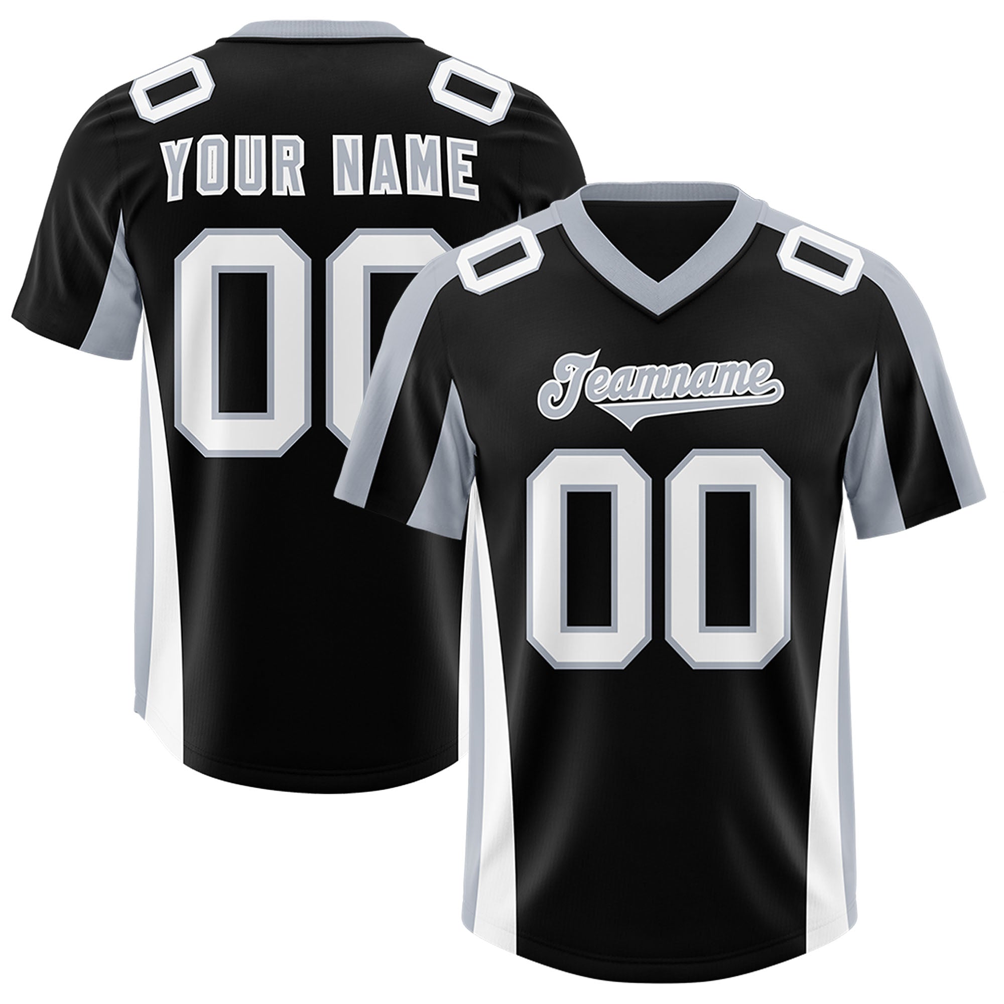 Custom Black Silver Side Stripe Pattern Authentic American Football Jersey