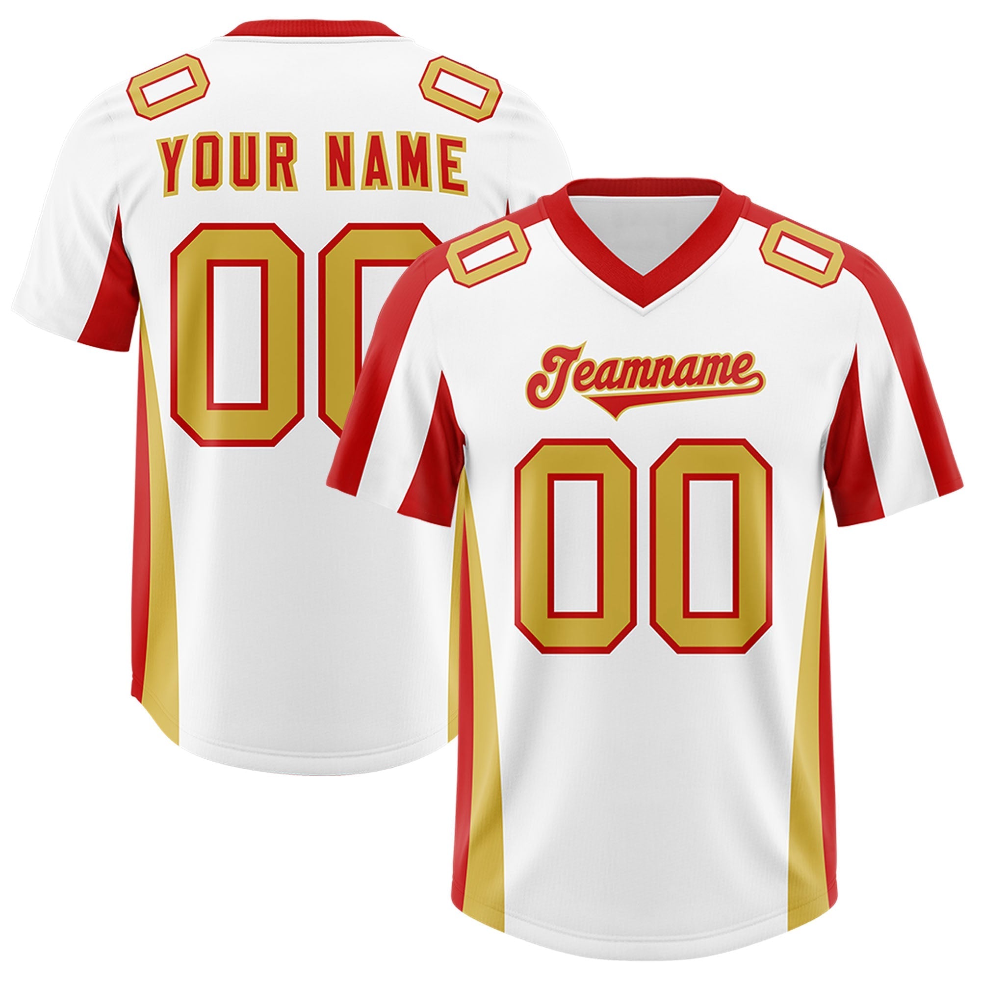 Custom White Red Side Stripe Pattern Authentic American Football Jersey
