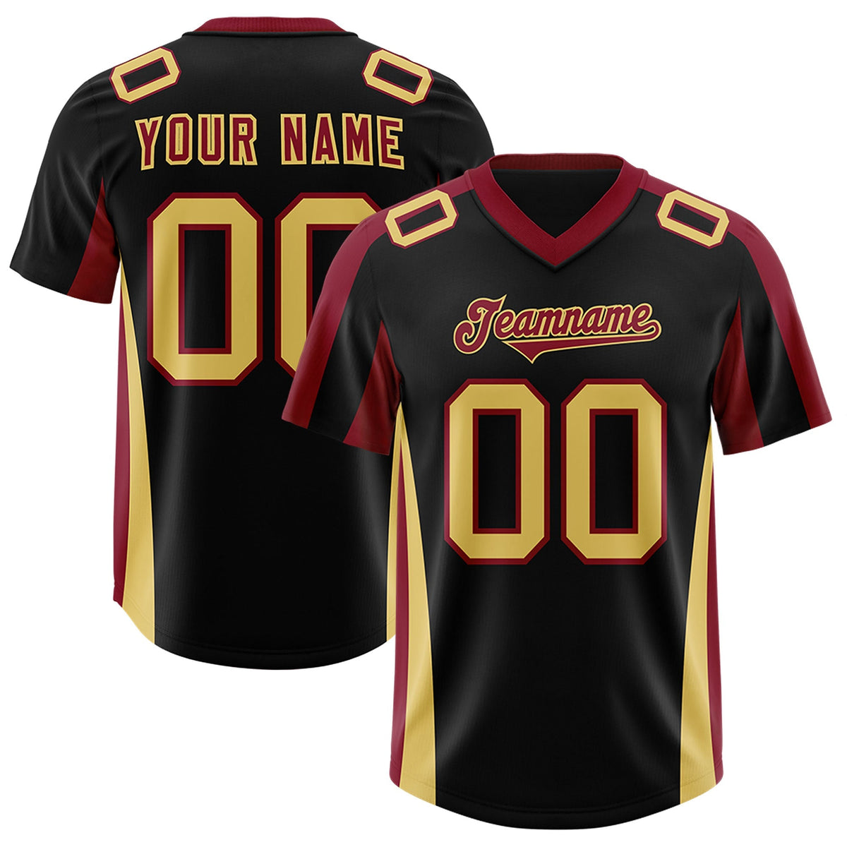 Custom Black Crimson Side Stripe Pattern Authentic American Football Jersey