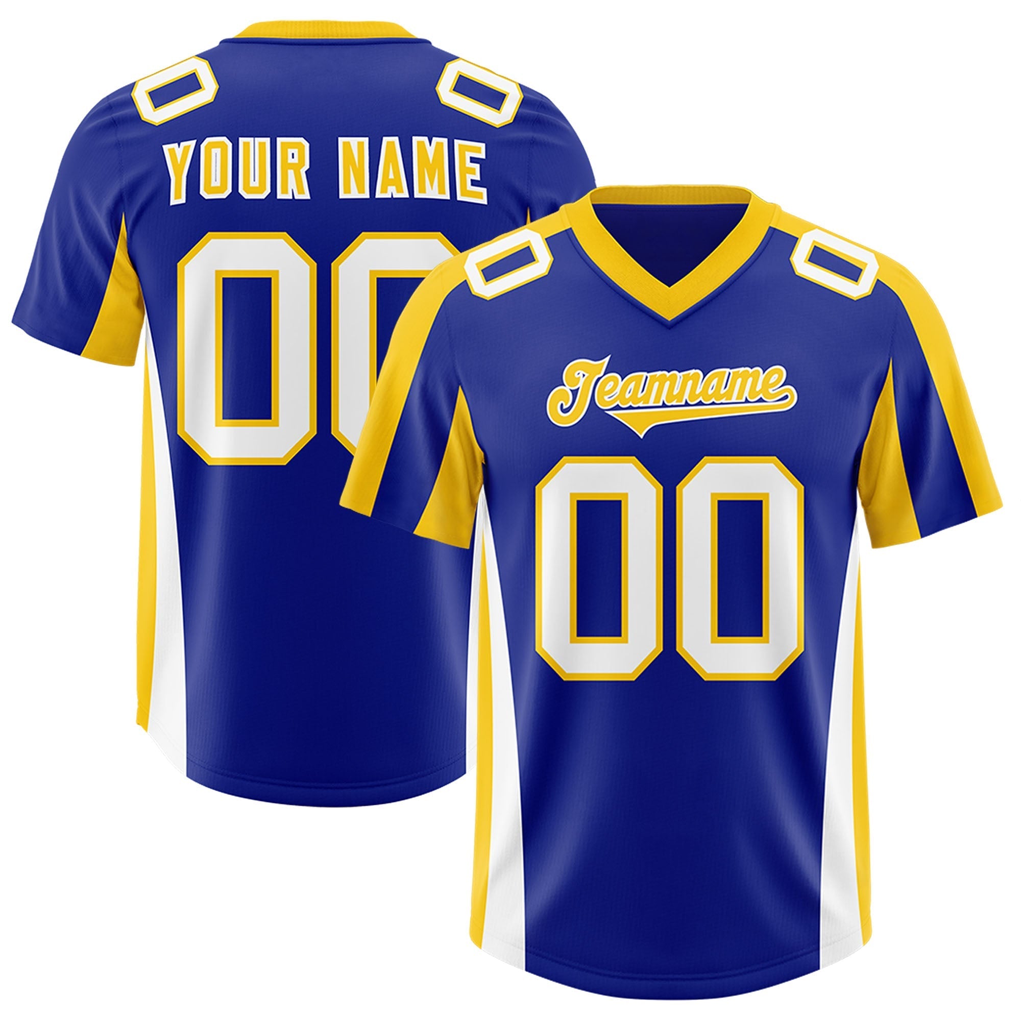 Custom Royal Gold Side Stripe Pattern Authentic American Football Jersey