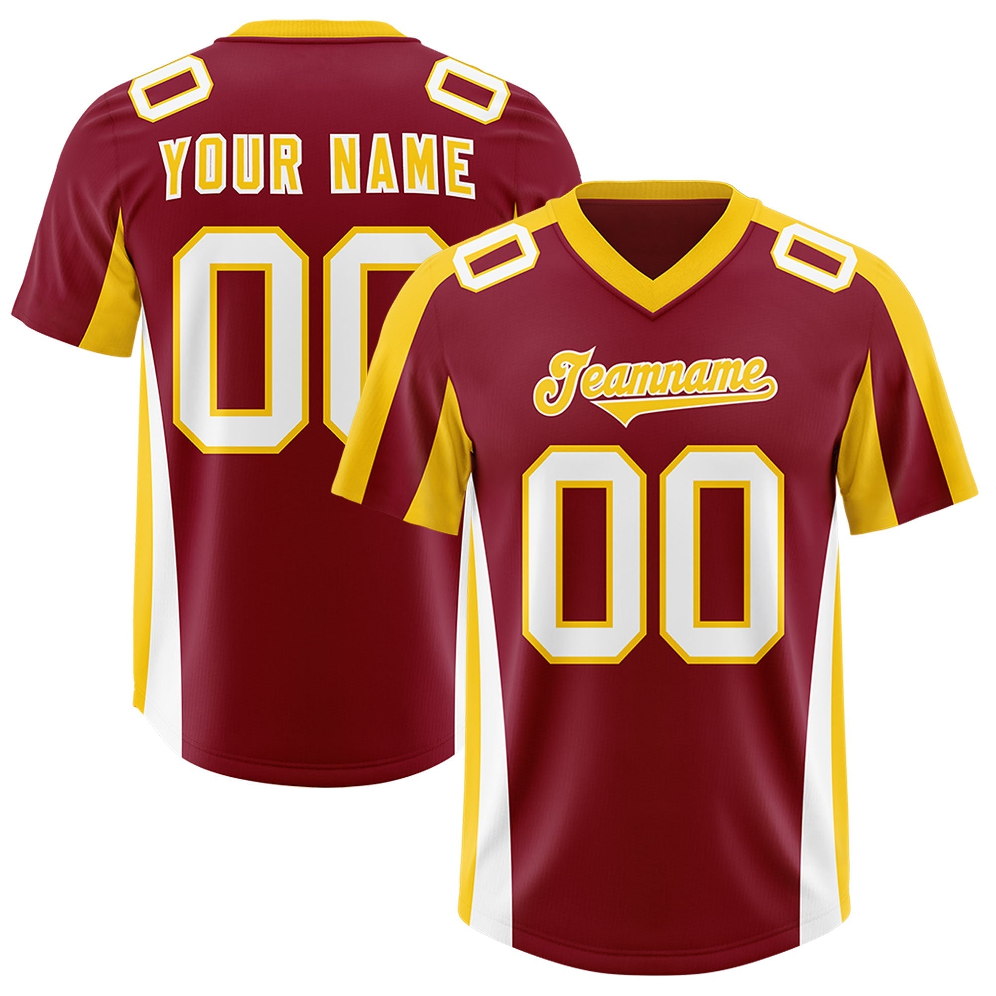 Custom Crimson Gold Side Stripe Pattern Authentic American Football Jersey