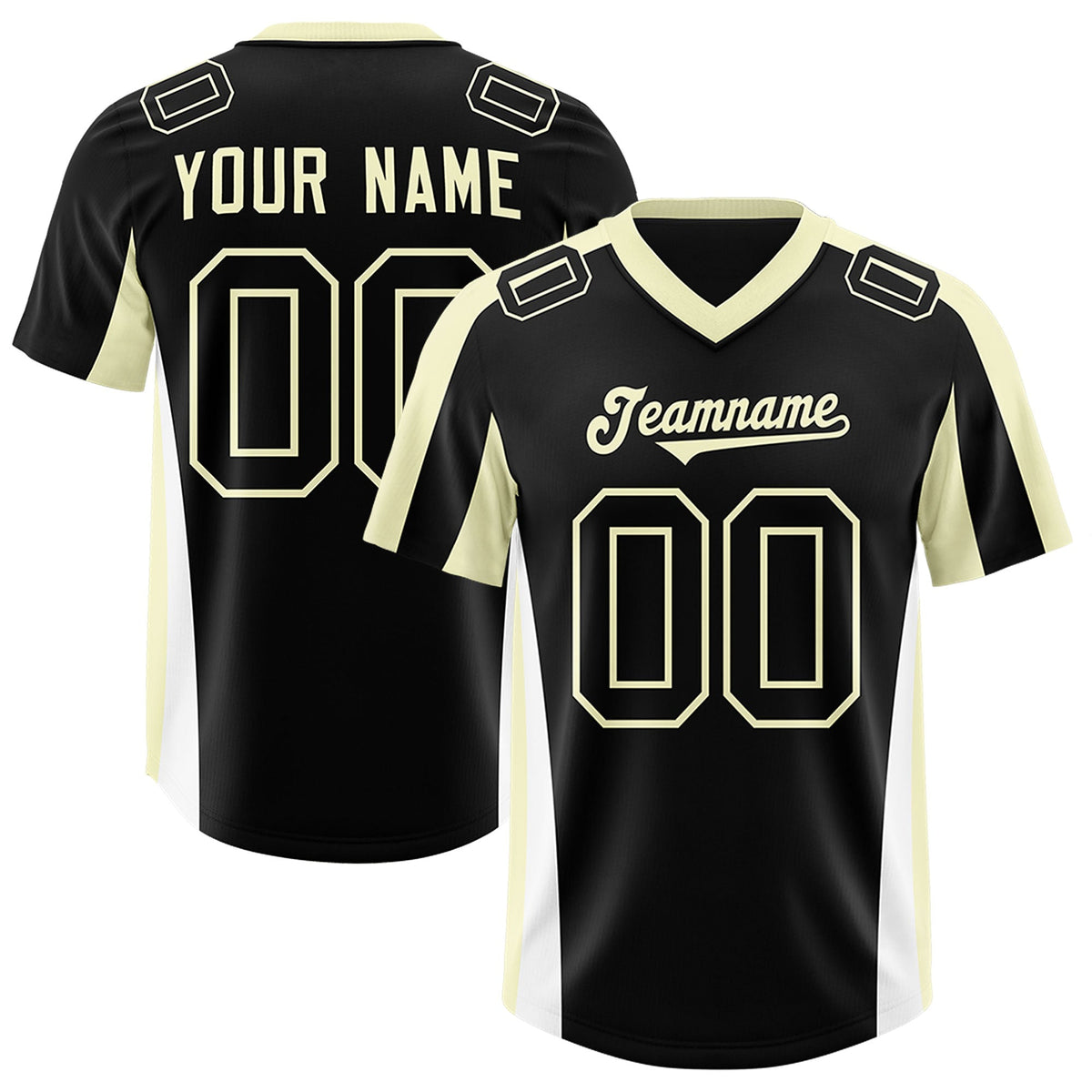 Custom Black Cream Side Stripe Pattern Authentic American Football Jersey