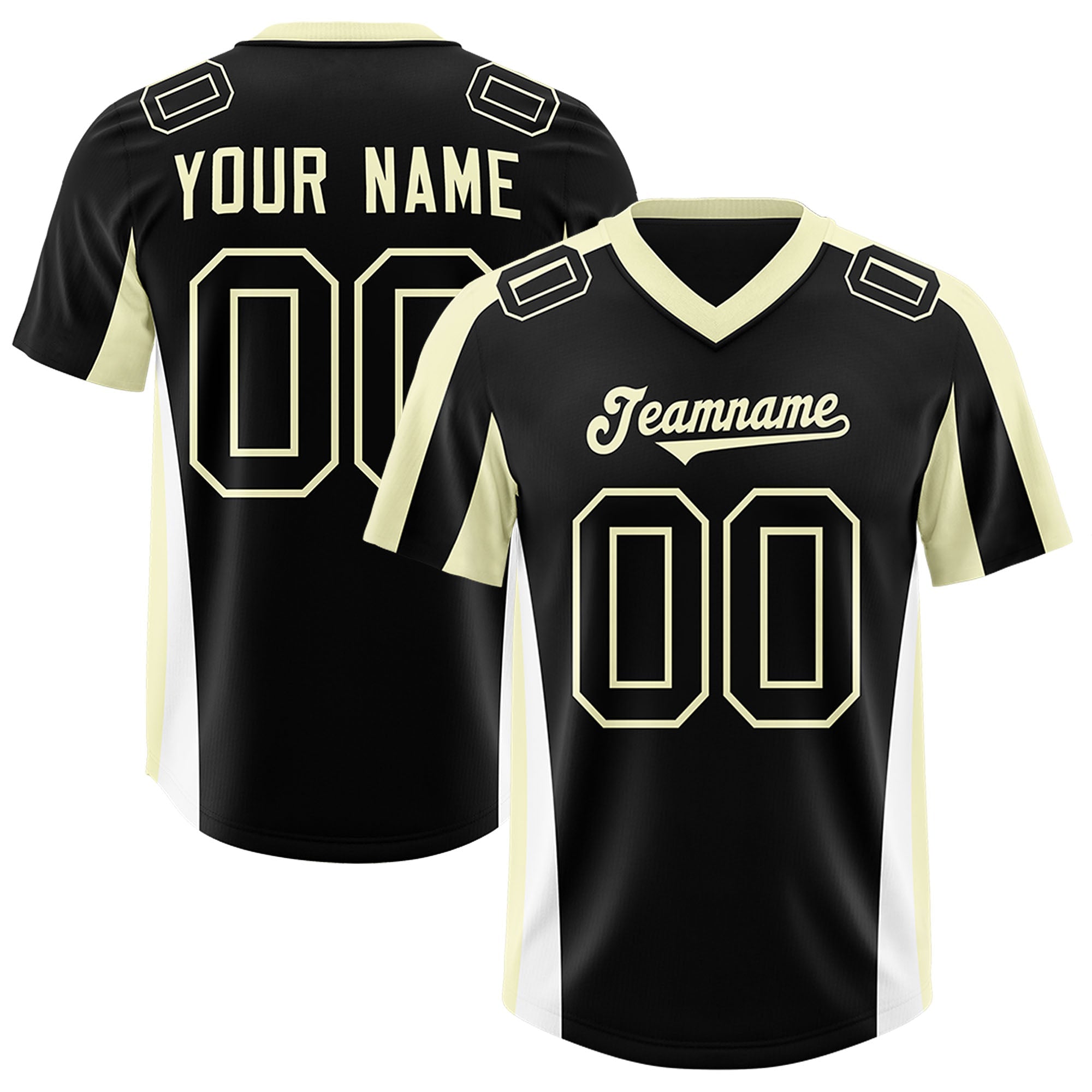 Custom Black Cream Side Stripe Pattern Authentic American Football Jersey