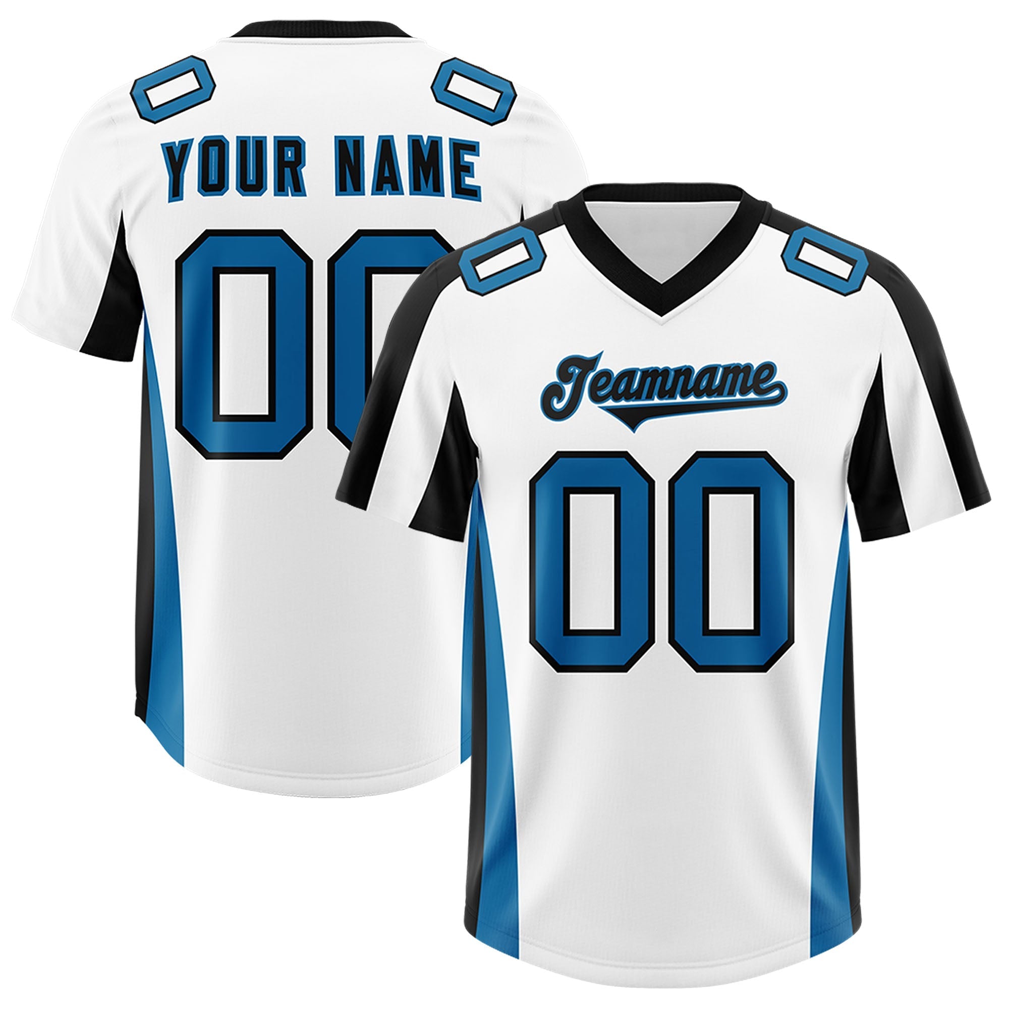 Custom White Black Side Stripe Pattern Authentic American Football Jersey