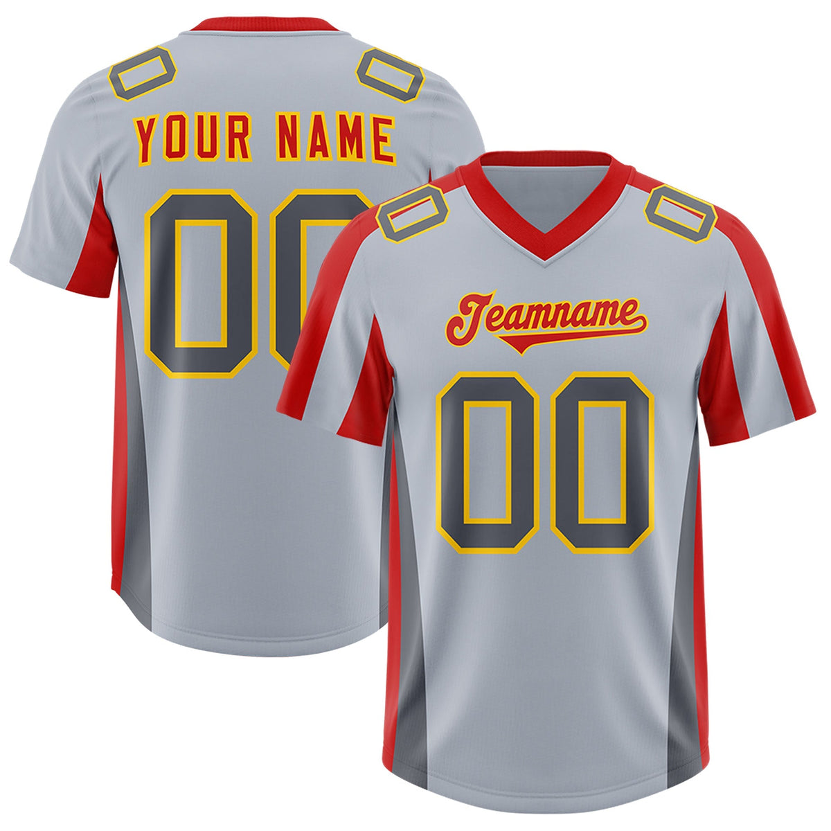 Custom Silver Red Side Stripe Pattern Authentic American Football Jersey