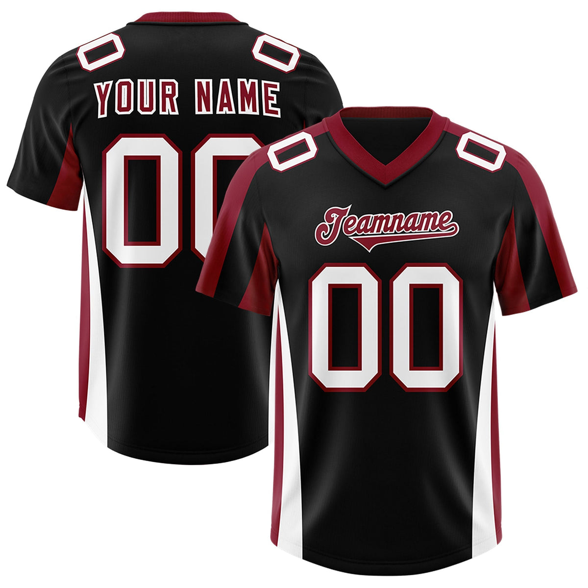 Custom Black Crimson Side Stripe Pattern Authentic American Football Jersey