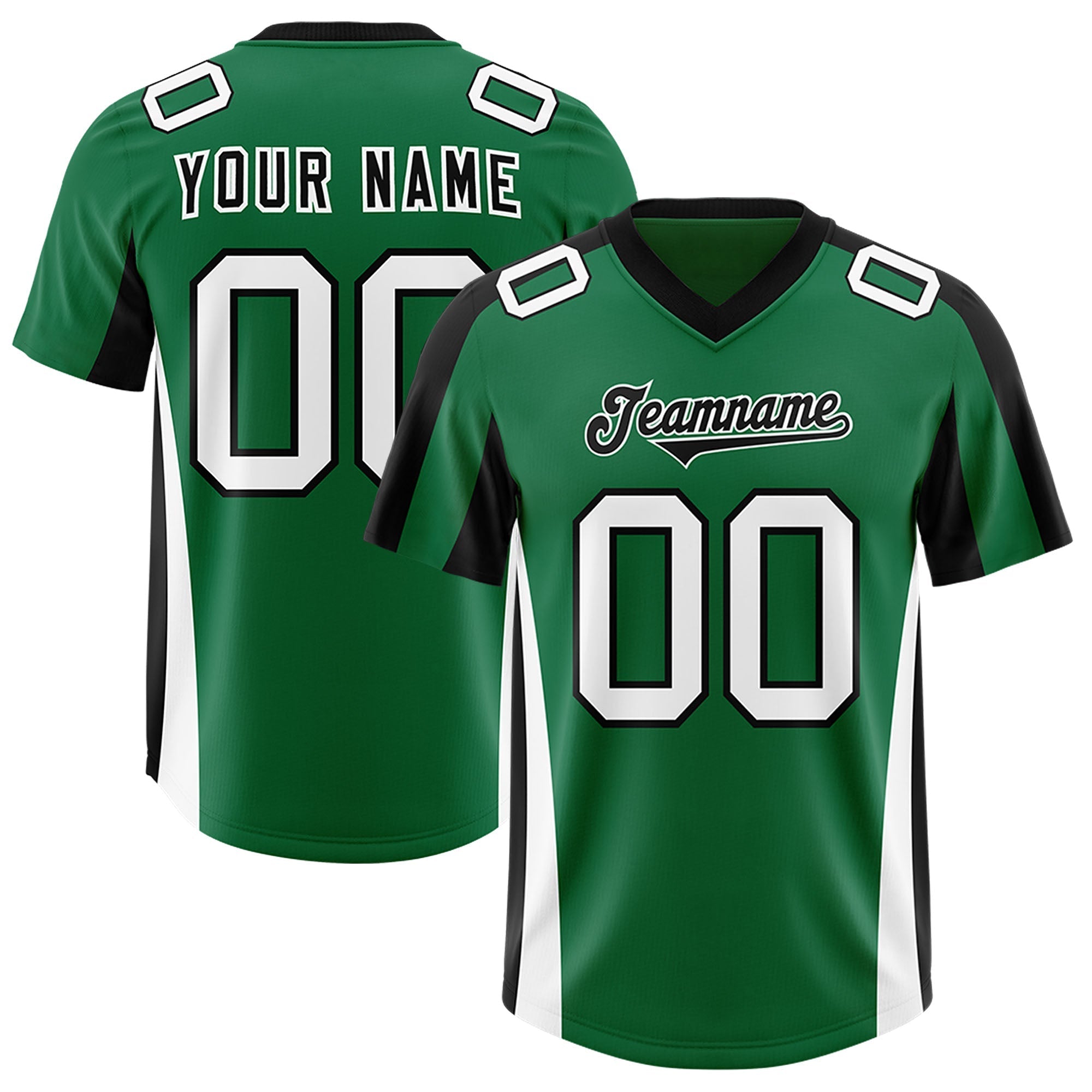 Custom Kelly Green Black Side Stripe Pattern Authentic American Football Jersey