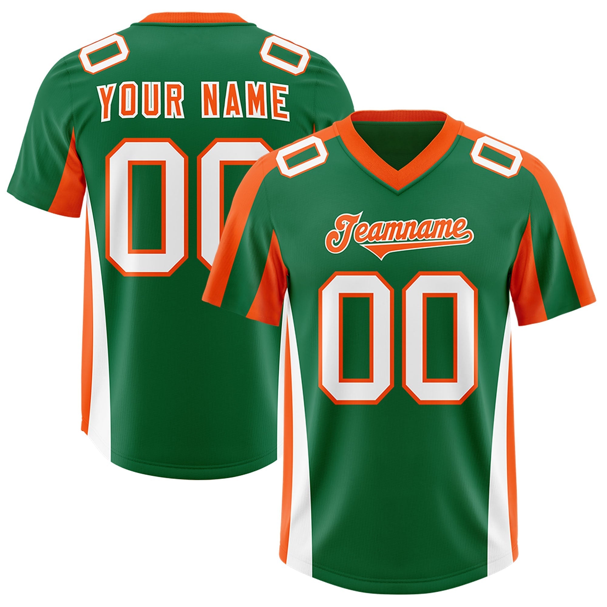 Custom Kelly Green Orange Side Stripe Pattern Authentic American Football Jersey