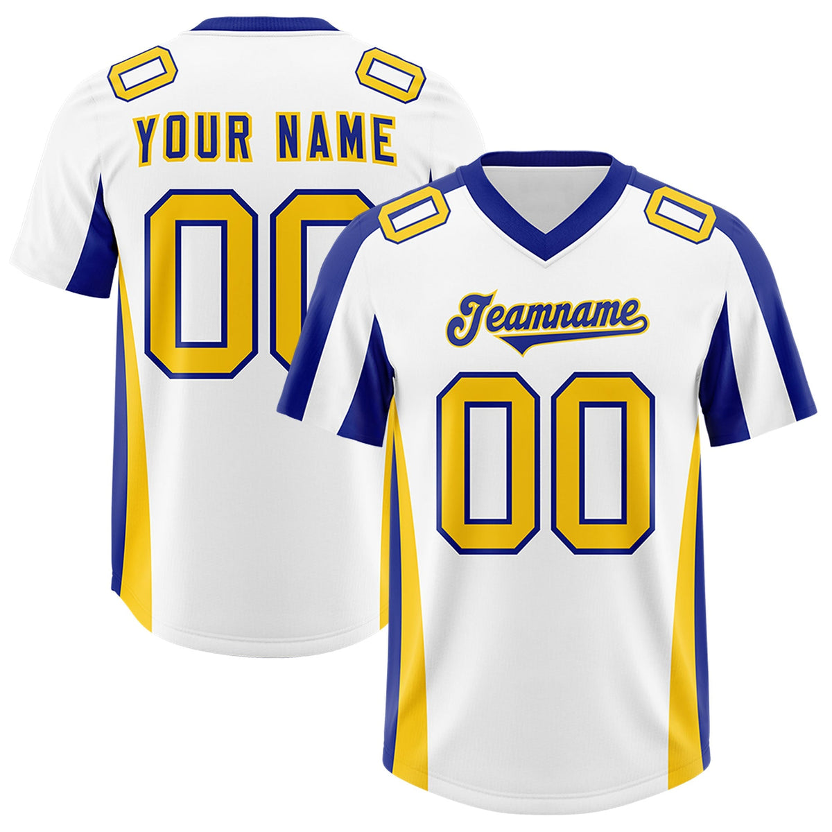 Custom White Royal Side Stripe Pattern Authentic American Football Jersey