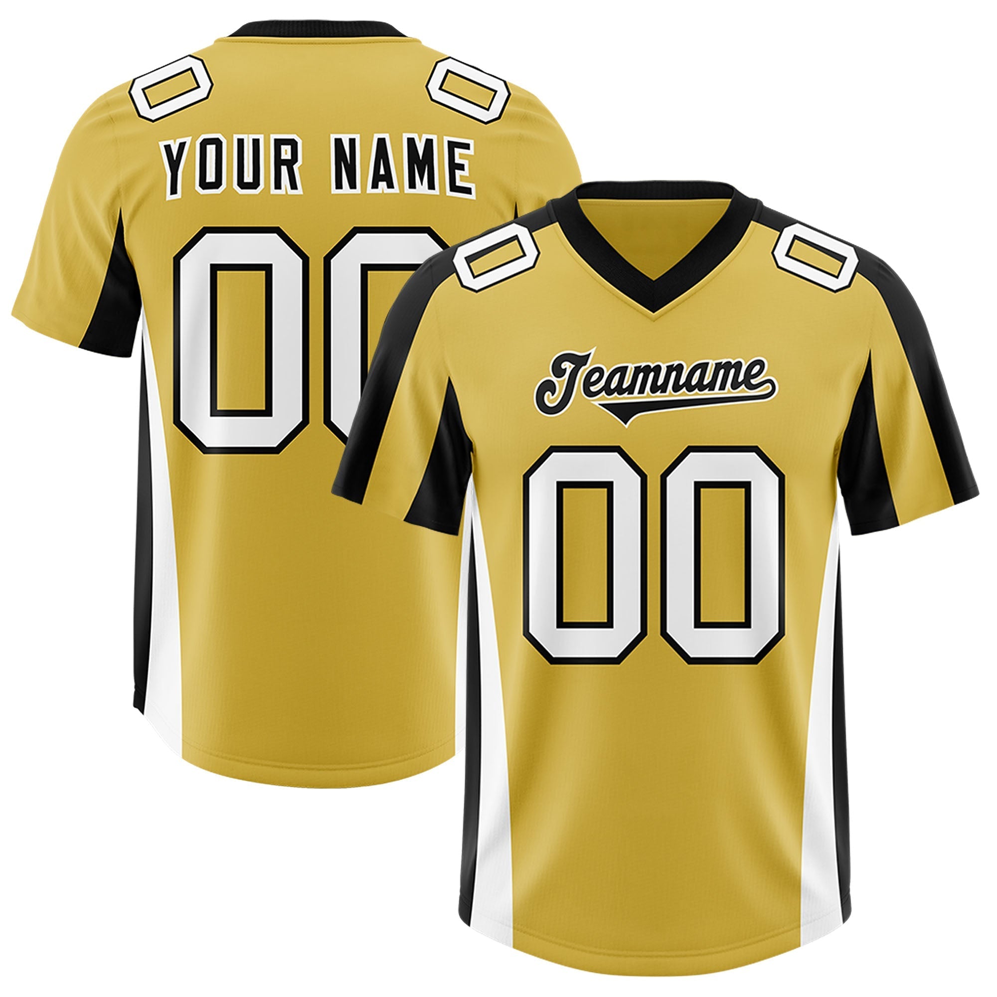 Custom Old Gold Navy Side Stripe Pattern Authentic American Football Jersey
