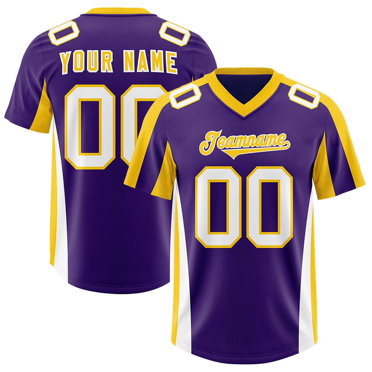 Custom Purple Gold Side Stripe Pattern Authentic American Football Jersey