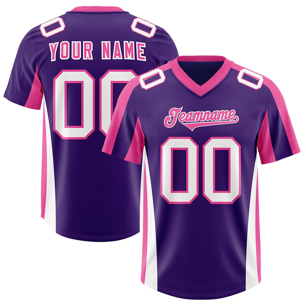 Custom Purple Pink Side Stripe Pattern Authentic American Football Jersey