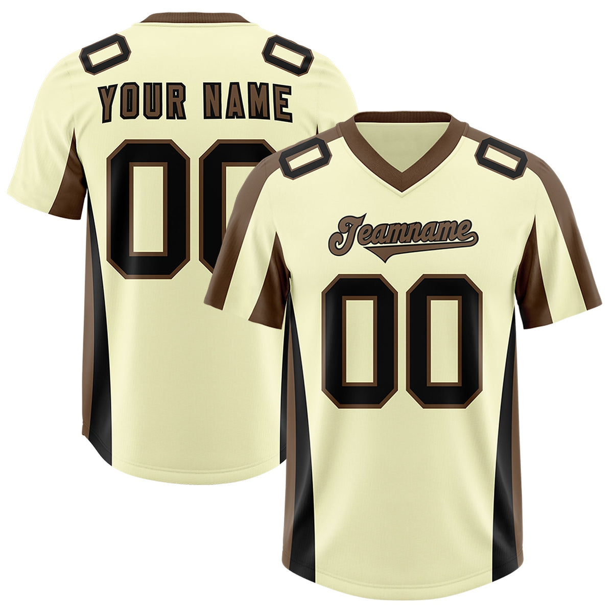 Custom Cream Light Brown Side Stripe Pattern Authentic American Football Jersey