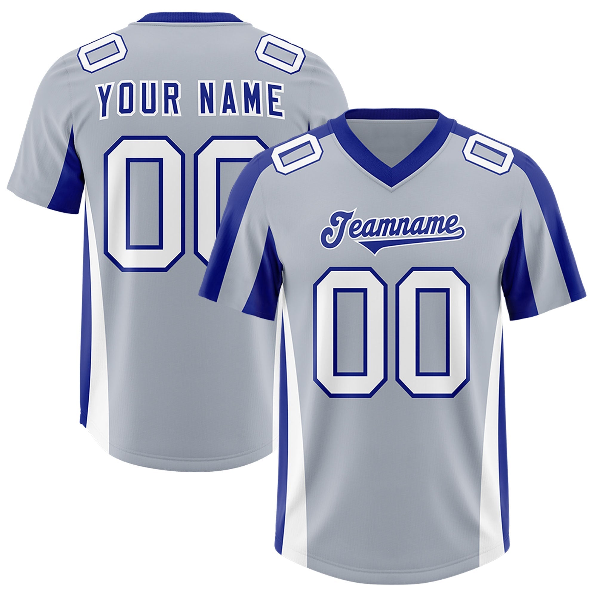 Custom Silver Royal Side Stripe Pattern Authentic American Football Jersey