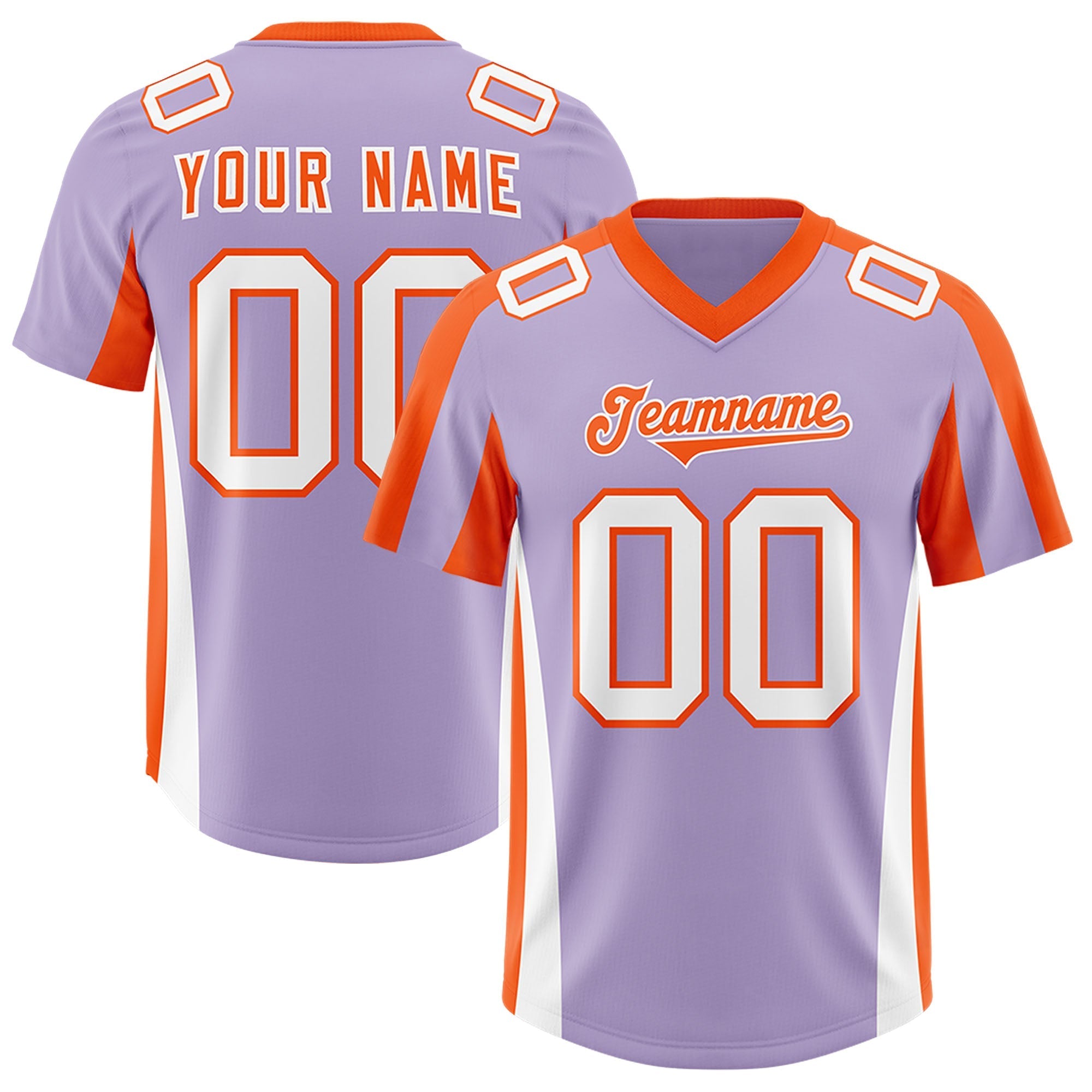 Custom Light Purple Orange Side Stripe Pattern Authentic American Football Jersey