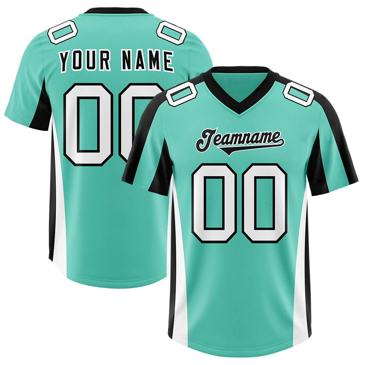 Custom Bright Green Black Side Stripe Pattern Authentic American Football Jersey