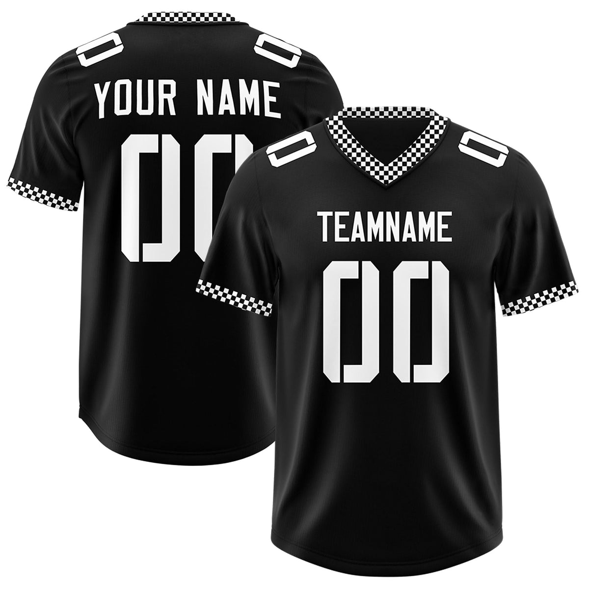Custom Black White Personalized Neckline Square Classic Authentic American Football Jersey
