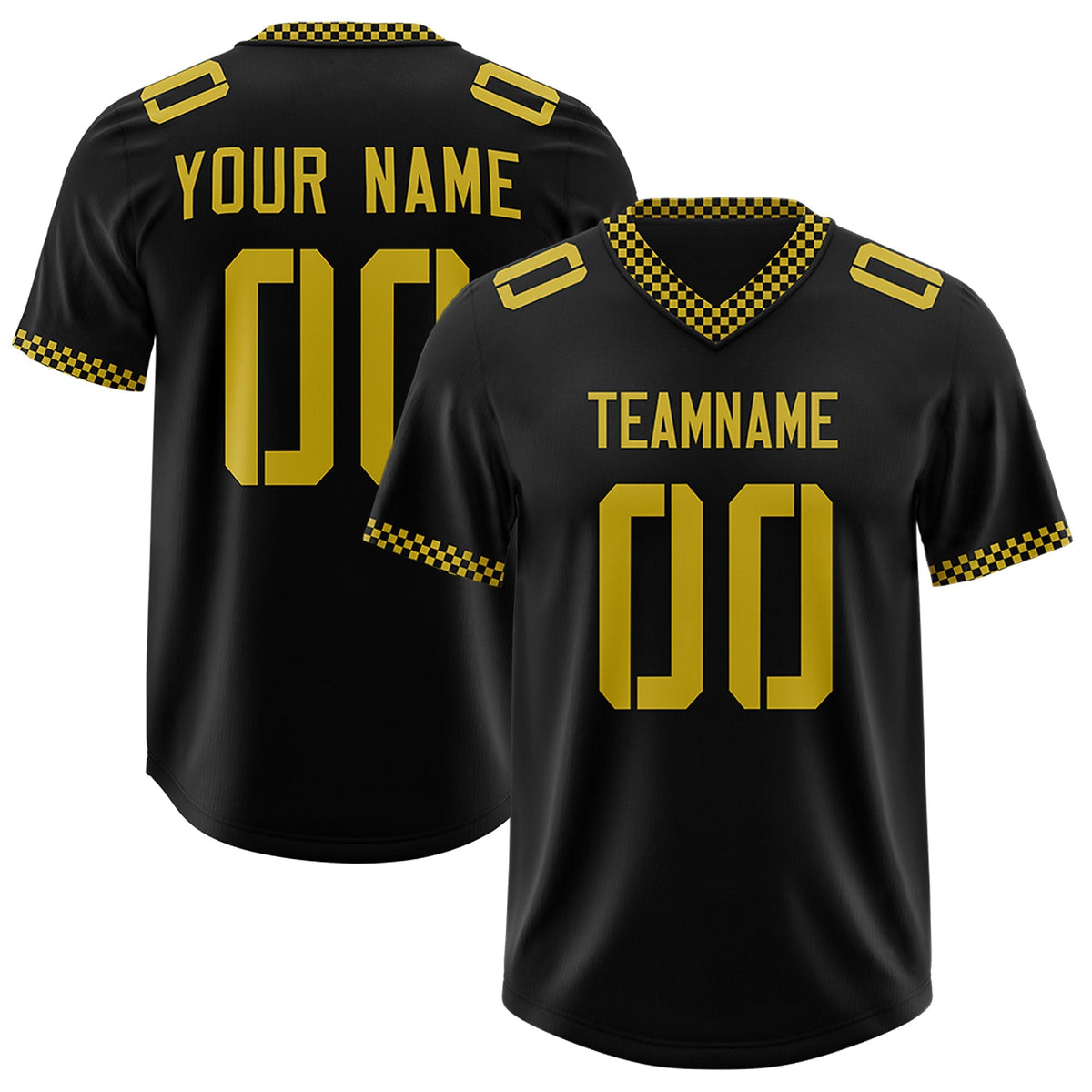 Custom Black Old Gold Personalized Neckline Square Classic Authentic American Football Jersey