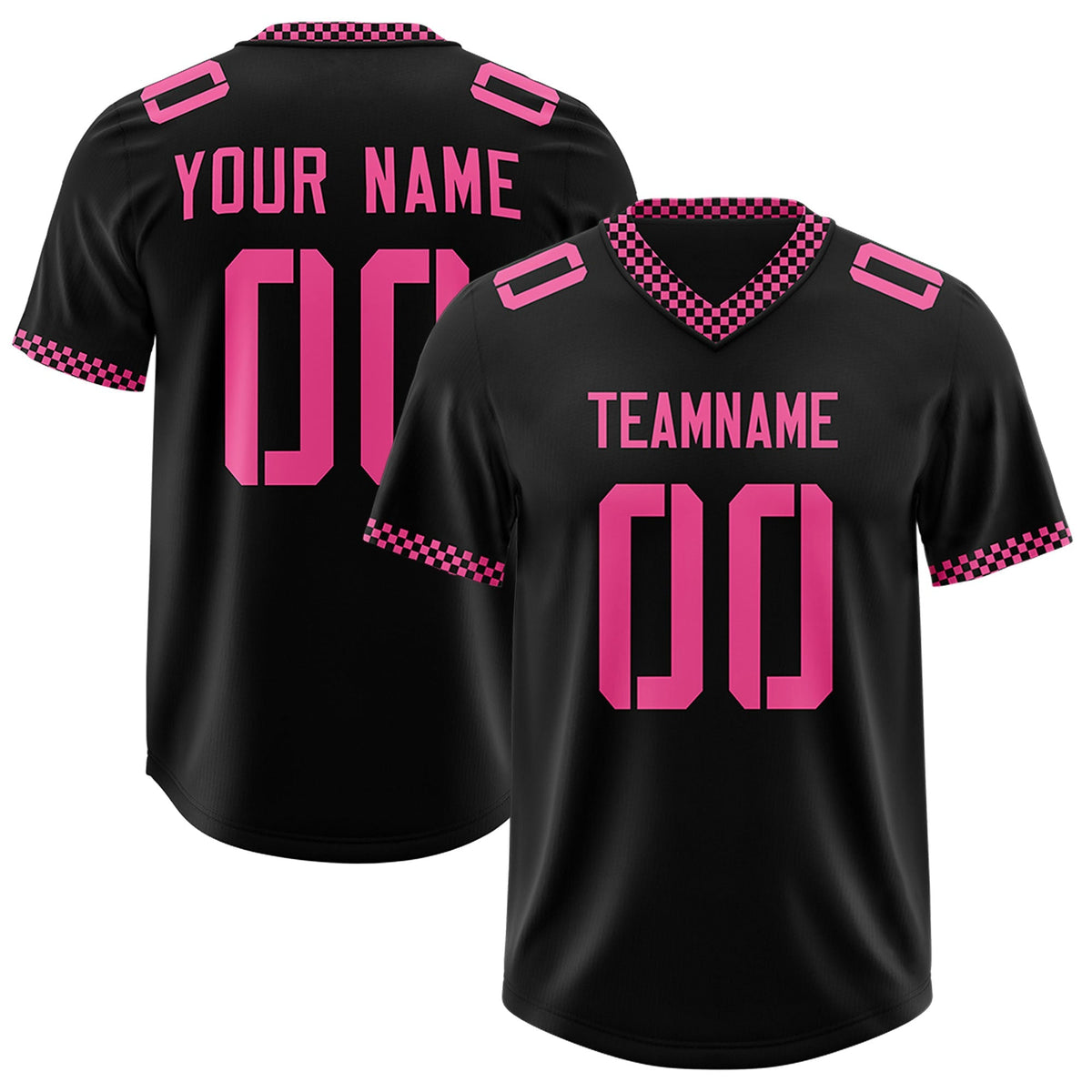 Custom Black Pink Personalized Neckline Square Classic Authentic American Football Jersey