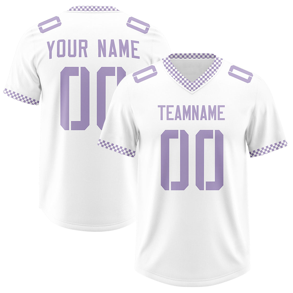 Custom White Light Purple Personalized Neckline Square Classic Authentic American Football Jersey