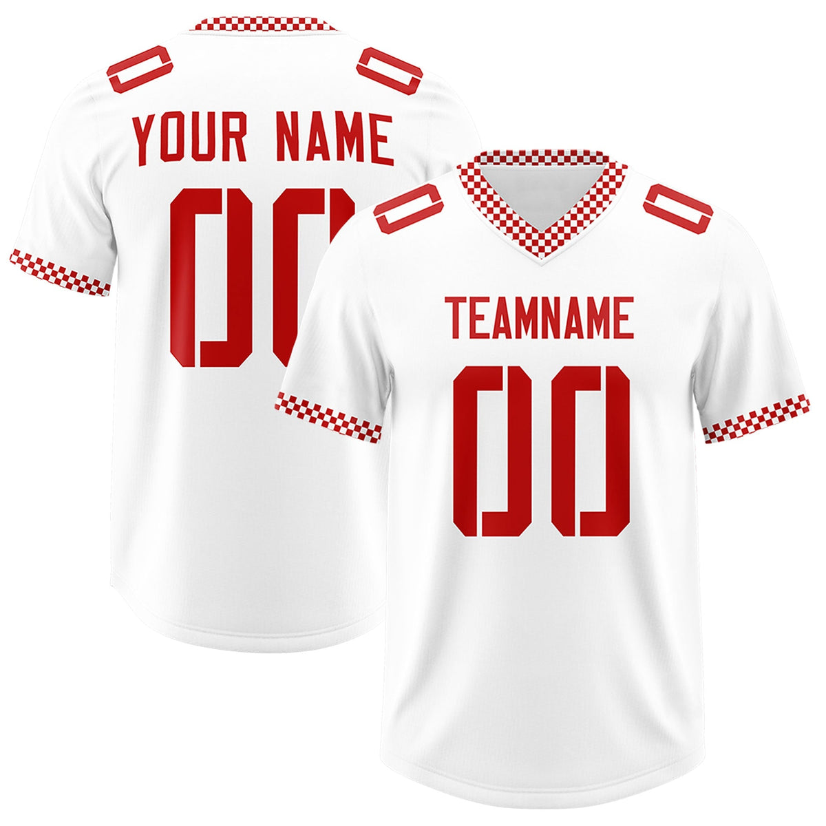 Custom White Red Personalized Neckline Square Classic Authentic American Football Jersey