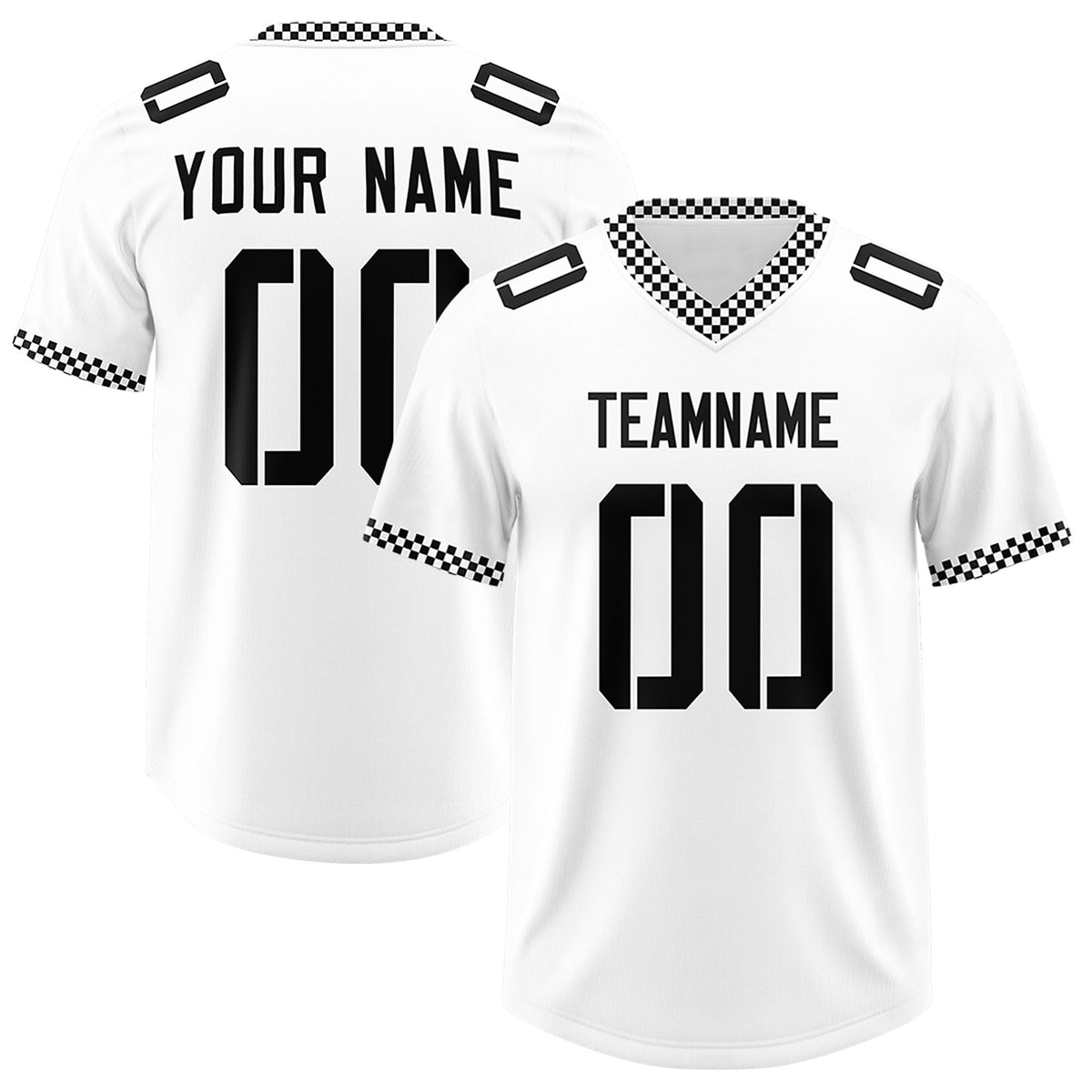 Custom White Black Personalized Neckline Square Classic Authentic American Football Jersey