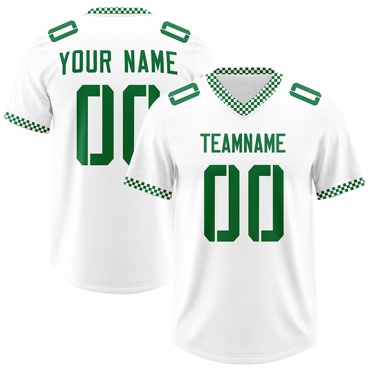 Custom White Kelly Green Personalized Neckline Square Classic Authentic American Football Jersey