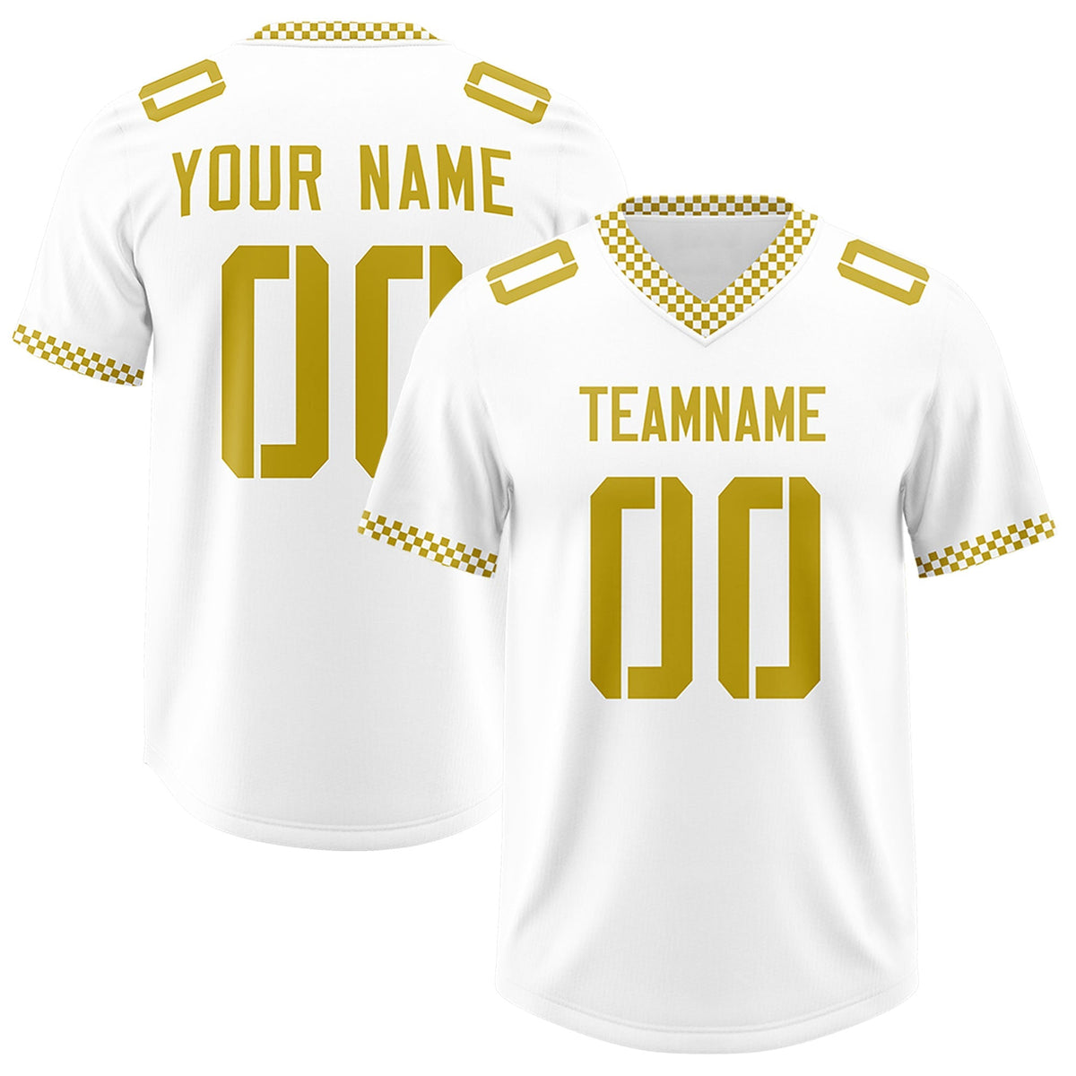Custom White Old Gold Personalized Neckline Square Classic Authentic American Football Jersey