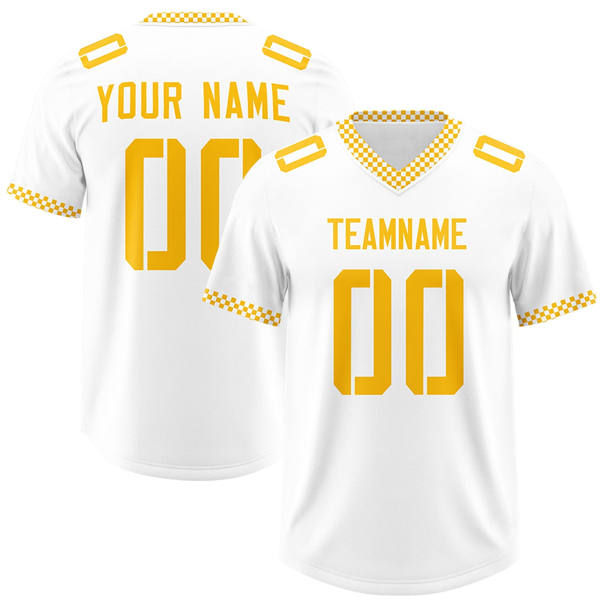 Custom White Yellow Personalized Neckline Square Classic Authentic American Football Jersey