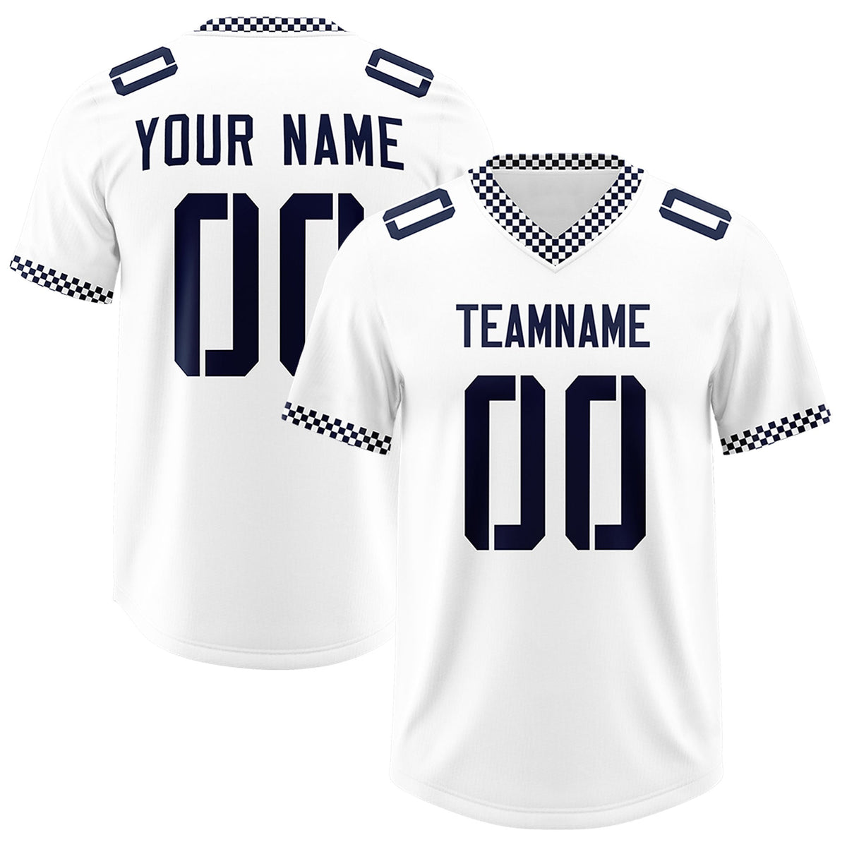 Custom White Navy Personalized Neckline Square Classic Authentic American Football Jersey