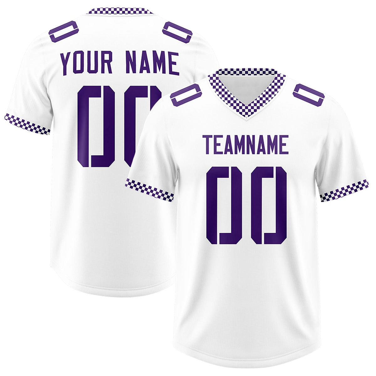 Custom White Purple Personalized Neckline Square Classic Authentic American Football Jersey