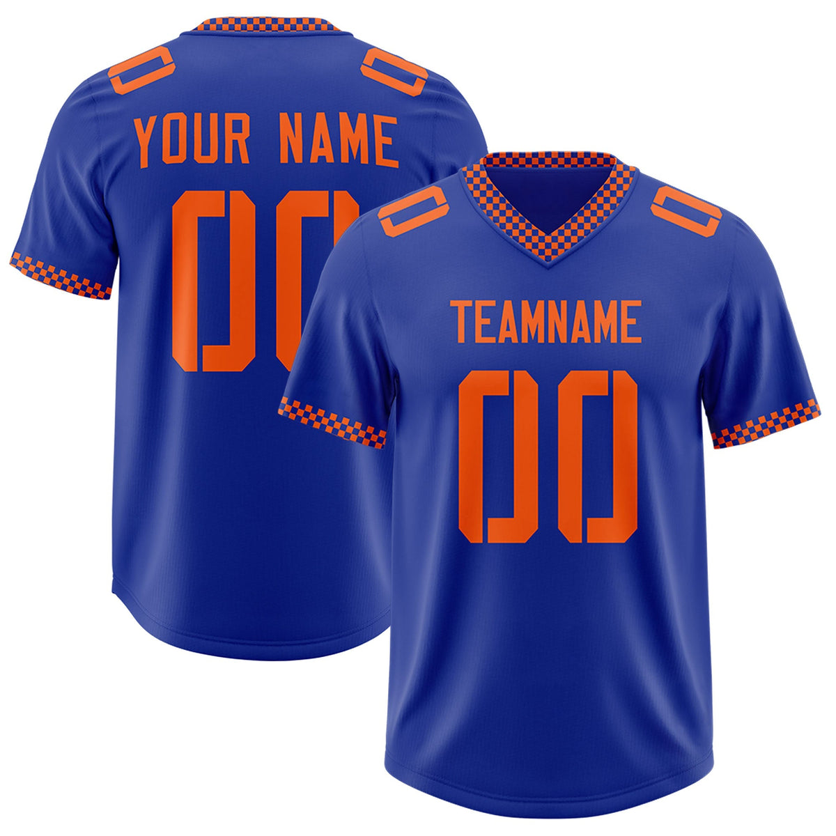 Custom Royal Orange Personalized Neckline Square Classic Authentic American Football Jersey
