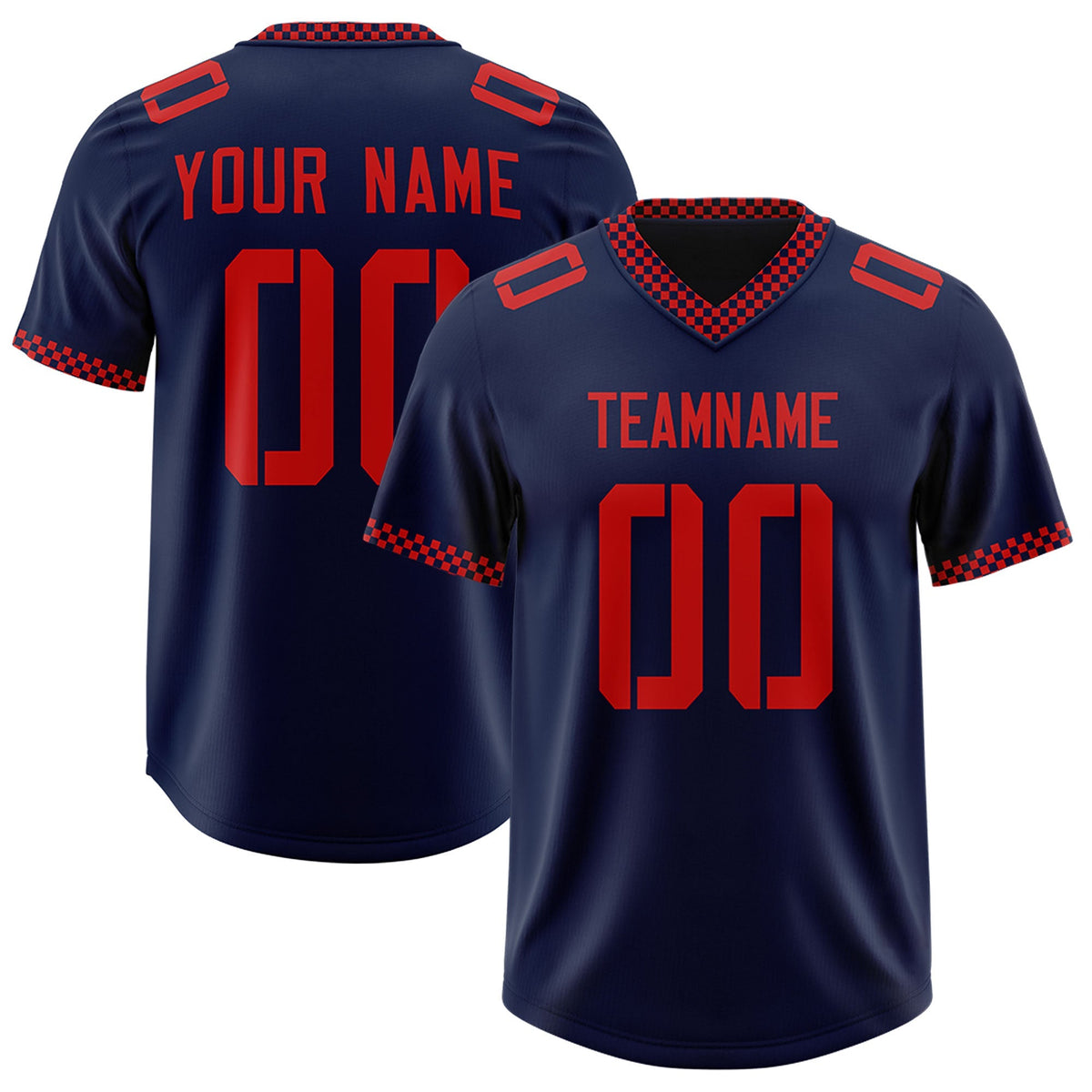 Custom Navy Red Personalized Neckline Square Classic Authentic American Football Jersey