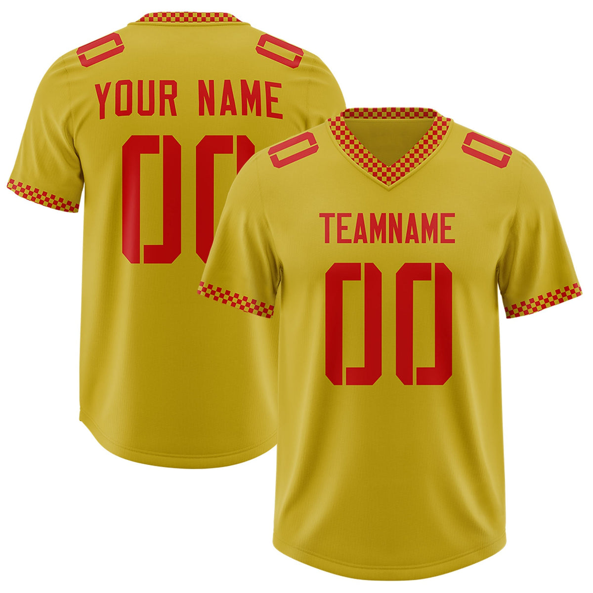 Custom Old Gold Red Personalized Neckline Square Classic Authentic American Football Jersey