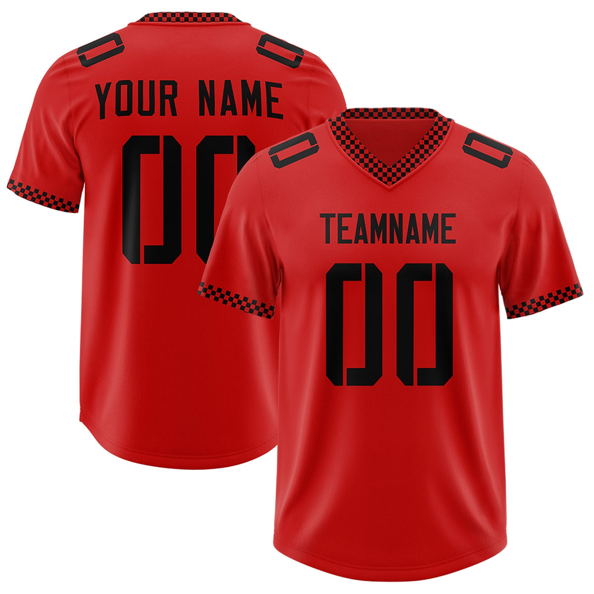 Custom Red Black Personalized Neckline Square Classic Authentic American Football Jersey