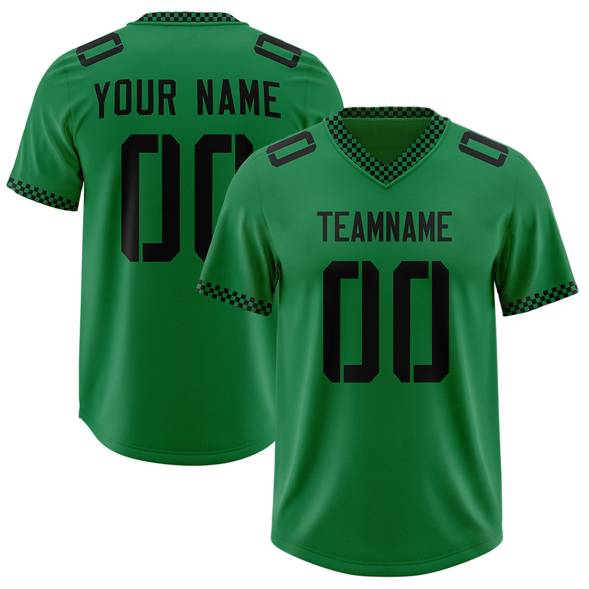 Custom Kelly Green Black Personalized Neckline Square Classic Authentic American Football Jersey