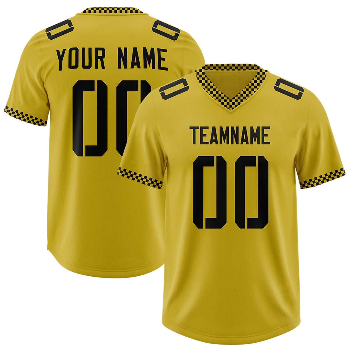 Custom Old Gold Black Personalized Neckline Square Classic Authentic American Football Jersey