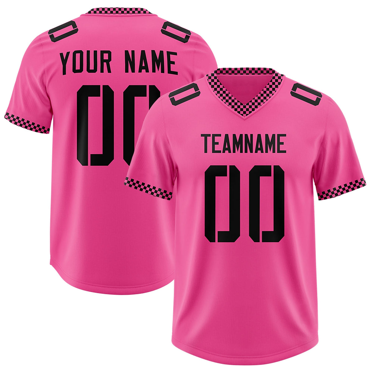 Custom Pink Black Personalized Neckline Square Classic Authentic American Football Jersey