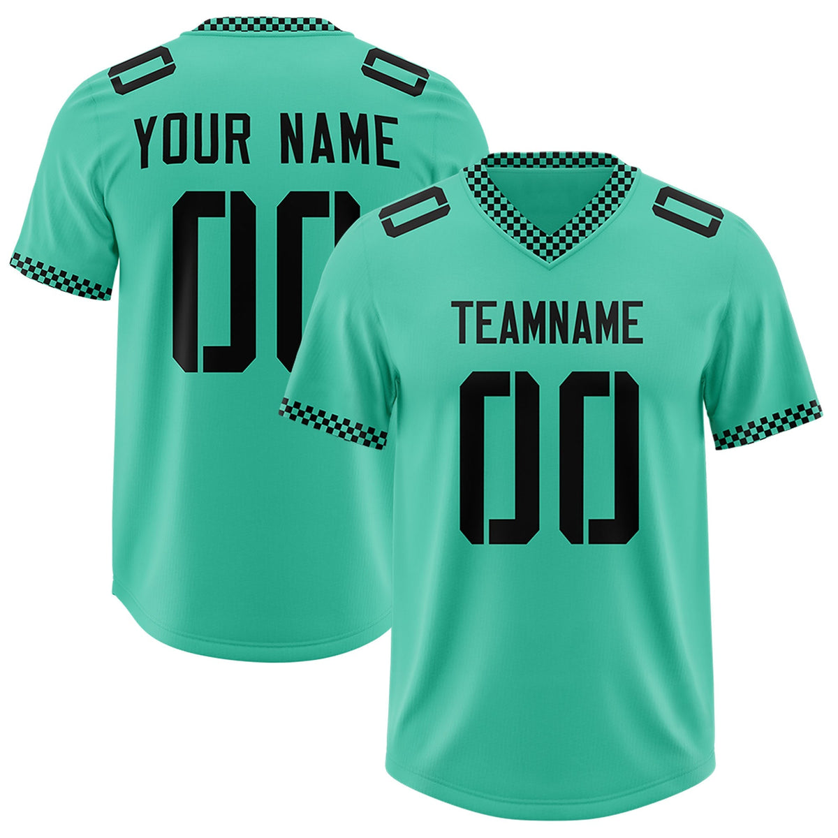 Custom Bright Green Black Personalized Neckline Square Classic Authentic American Football Jersey