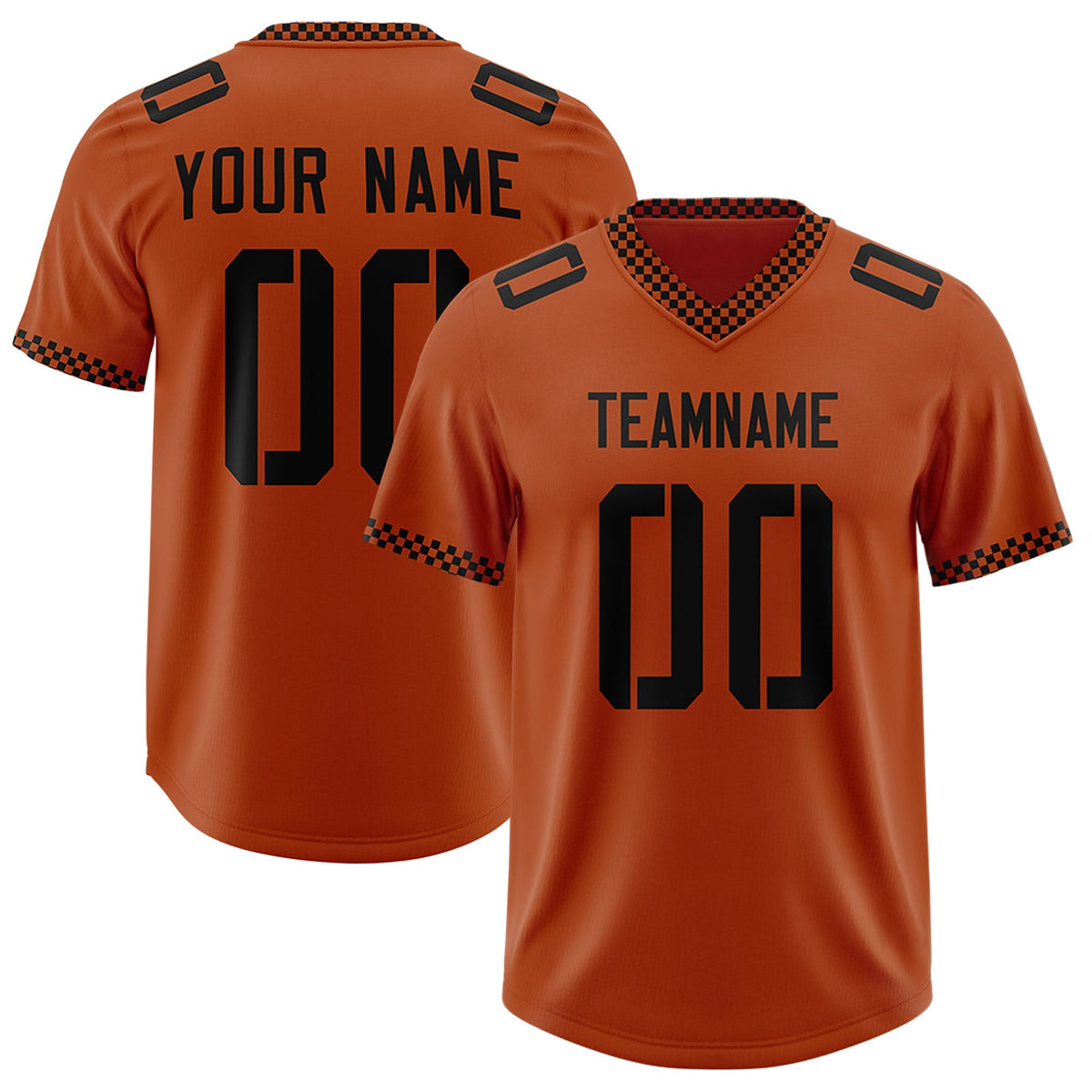 Custom Texas Orange Black Personalized Neckline Square Classic Authentic American Football Jersey