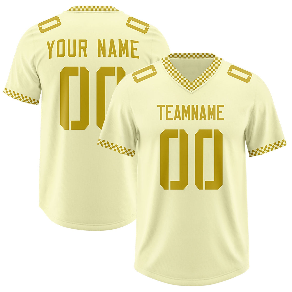 Custom Cream Old Gold Personalized Neckline Square Classic Authentic American Football Jersey