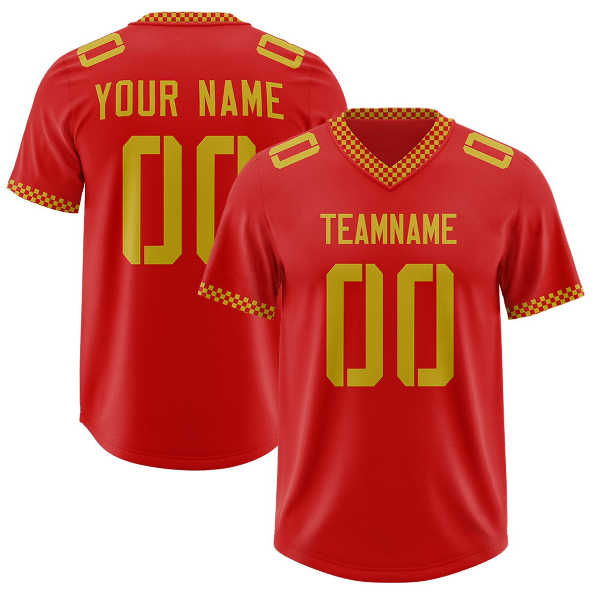 Custom Red Old Gold Personalized Neckline Square Classic Authentic American Football Jersey