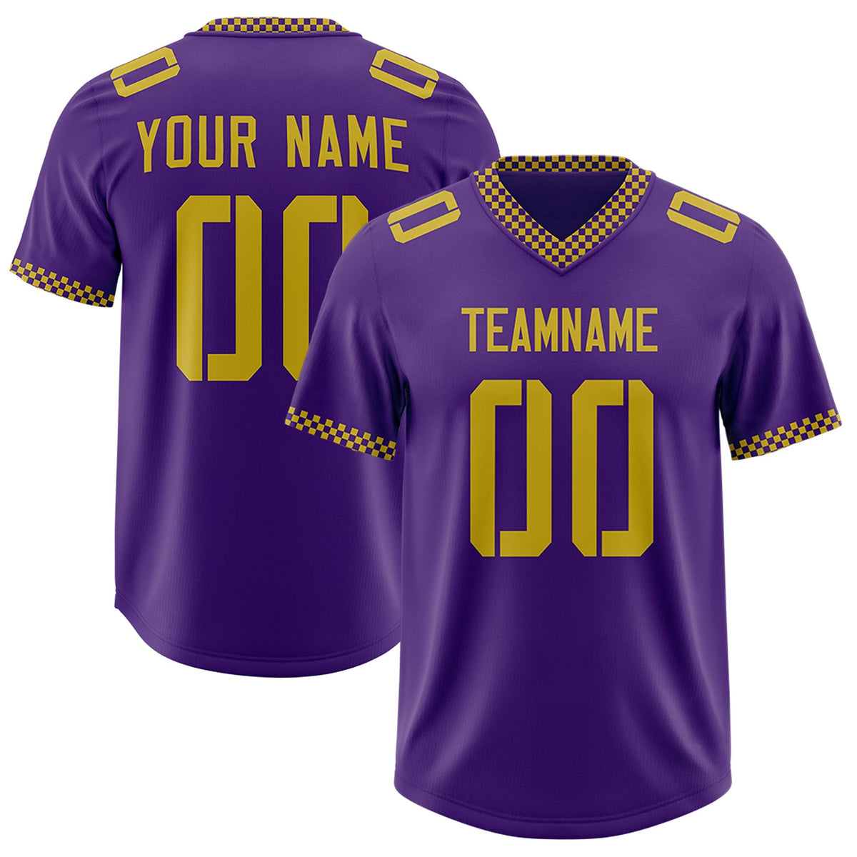Custom Purple Old Gold Personalized Neckline Square Classic Authentic American Football Jersey